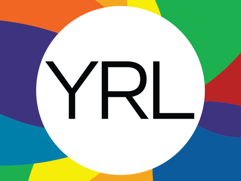 Yellowhead Regional Library (YRL) logo with colourful background