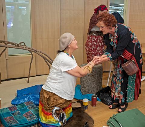 Nohkom Jo-Ann greets someone at the ceremony.